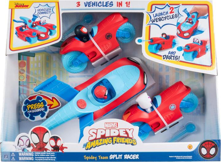Actual product image Spiderman Spidey 3-in-1 Fahrzeug Jet + 2 Motorräder