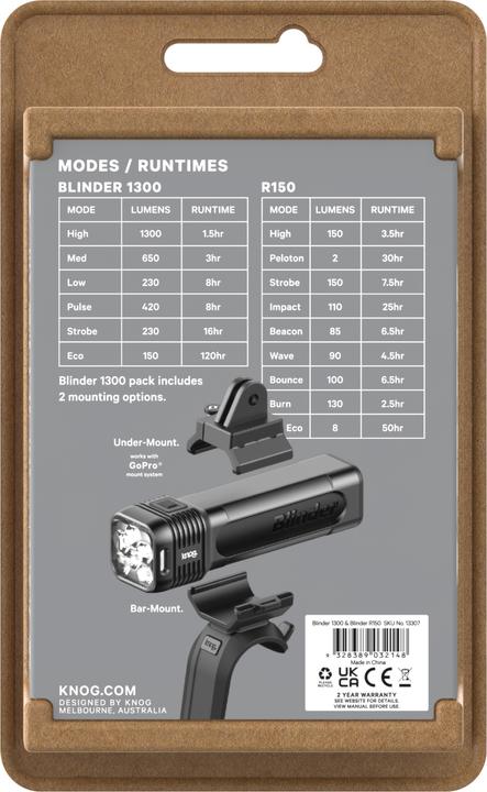 Actual product image knog. Blind (1300 lm, 150 lm)