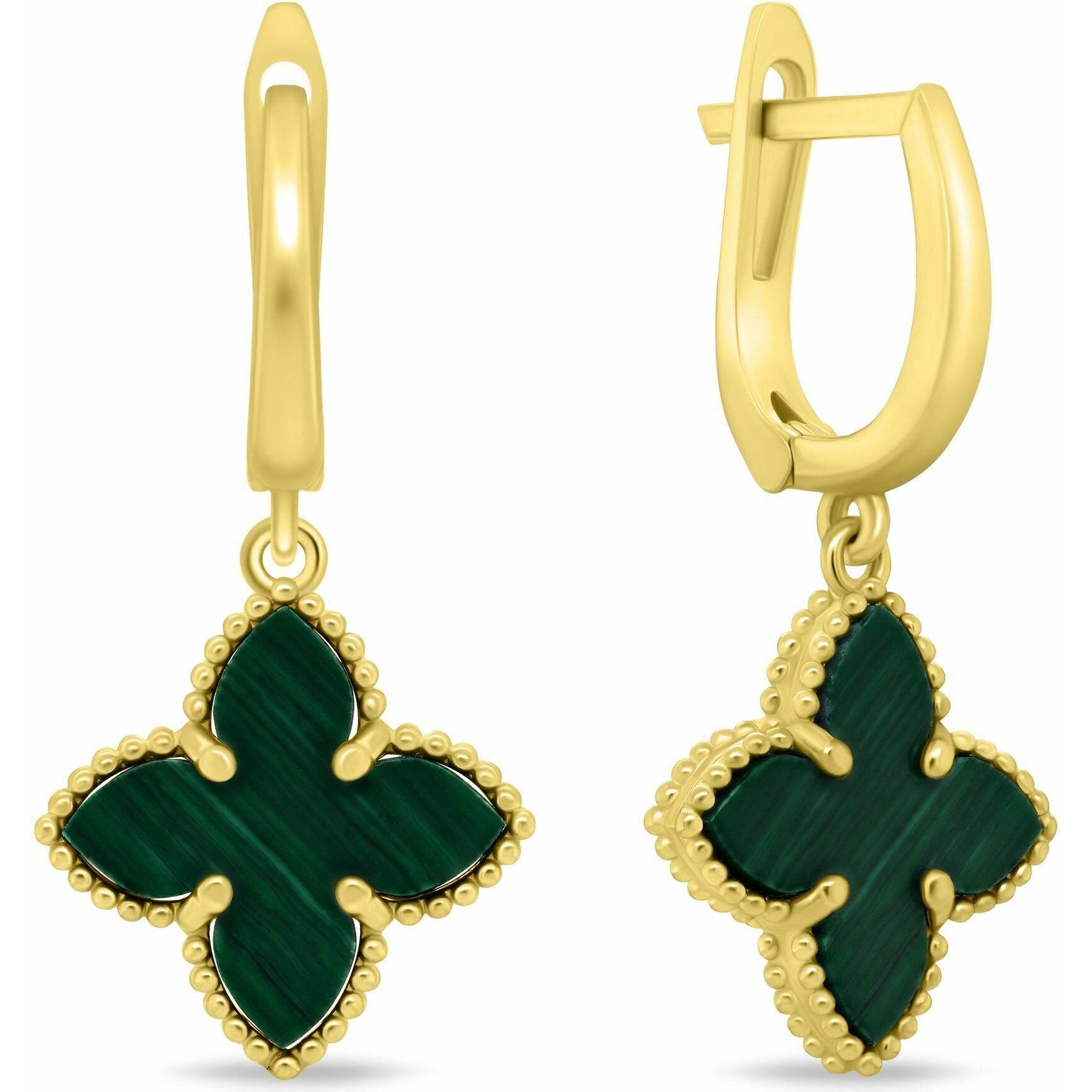 Brilio Oro Orecchini, Silver - Gold Plated Flower Dangle Earrings Ea1158yg