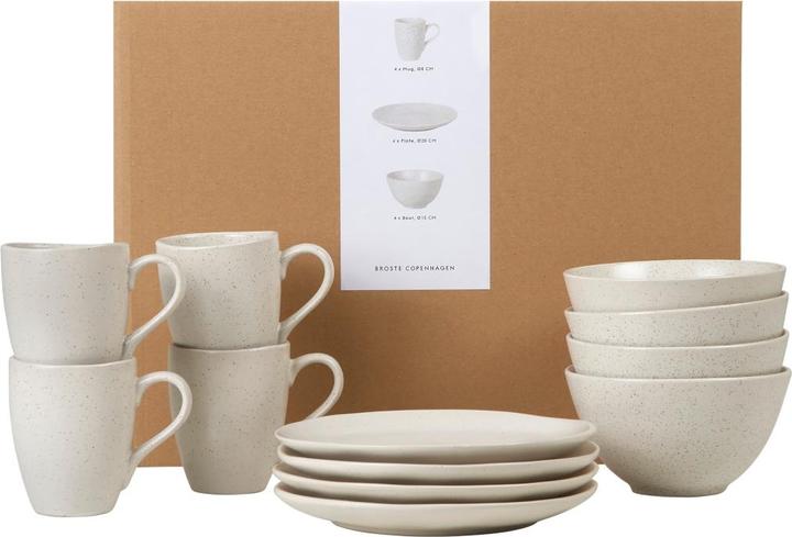 Actual product image Broste Copenhagen Nordic Breakfast Set, Stoneware - Vanilla (12 pcs.)