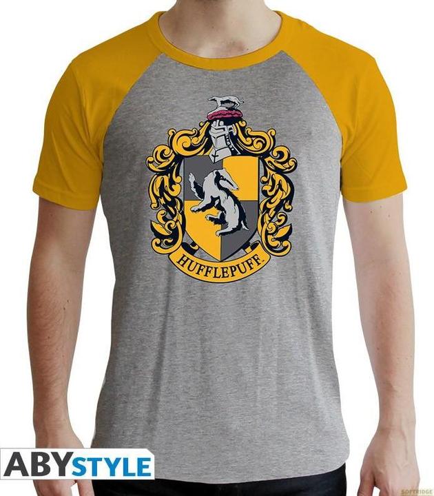 Actual product image ABYstyle HARRY POTTER - Tshirt Hufflepuff man SS grey yellow - premium (XL)