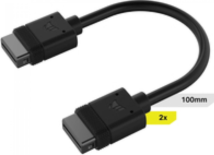 Corsair iCUE LINK Cable, 2x 100mm with Straight connectors, Black