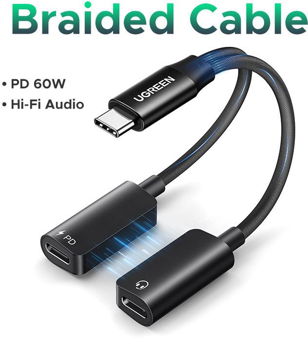 Actual product image Ugreen USB-C Audio Adapter for Headphones and Charging (USB-C, USB-C)