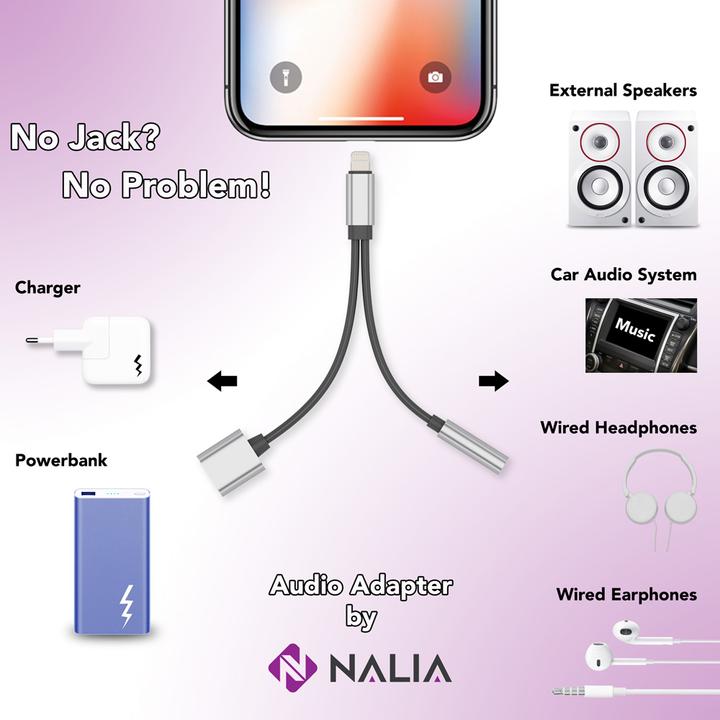 Image du produit Nalia 2en1 Audio (3,5 mm, Lightning)