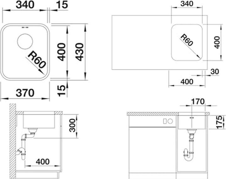 Actual product image Blanco Supra 340-U (Top-mounted sink, 43 cm, 37 cm)