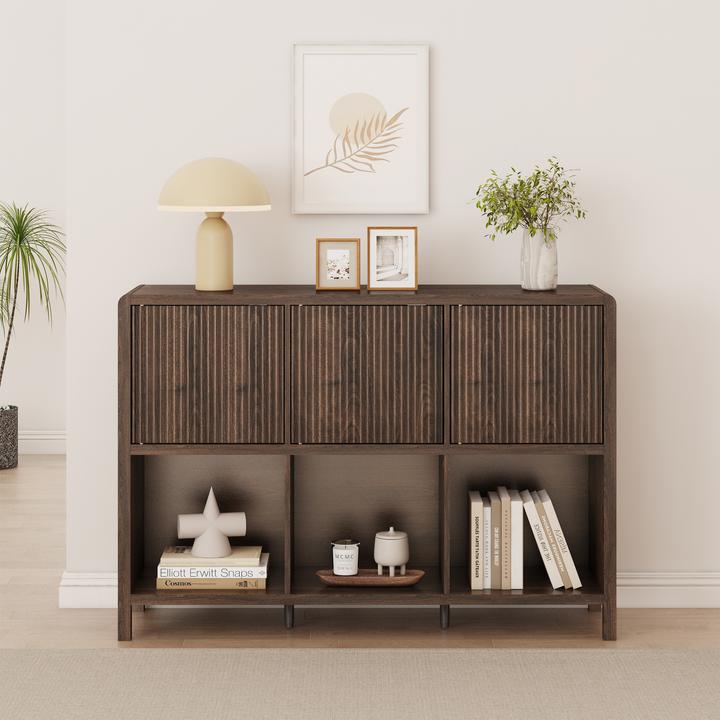 Produktbild En.Casa Sideboard Lukkodso 77x110x30 cm Walnussoptik (110 x 30 x 76.50 cm)