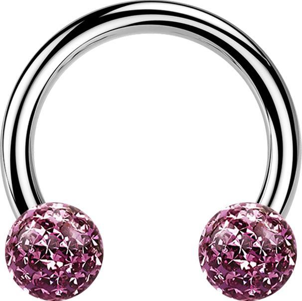 Produktbild Star Piercing Micro Circular Barbell silber mit zwei Kristall Kugeln hellviolett Epoxy Schutzschicht (ohne Messing, Titan)