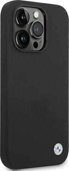 Produktbild BMW Hülle BMHCP14XSILBK "iPhone 14 Pro Max 6.7" schwarz/schwarzes Silikon-Metall-Logo (Apple iPhone 14 Pro Max)