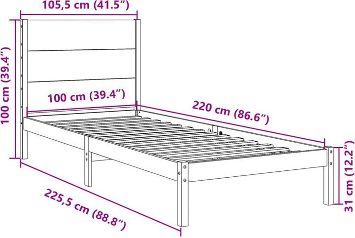 Image du produit vidaXL Bettrahmen (100 x 220 cm)