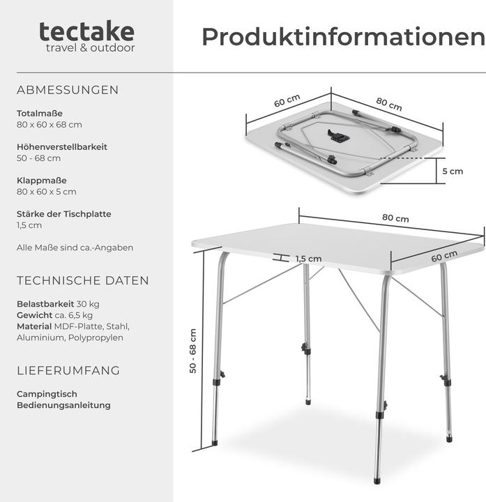 Image du produit tectake Table de Camping