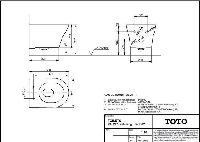 Actual product image TOTO MH Wall-hung WC t. ra f Wa GL 2.0 u EK 2.0 since An. we