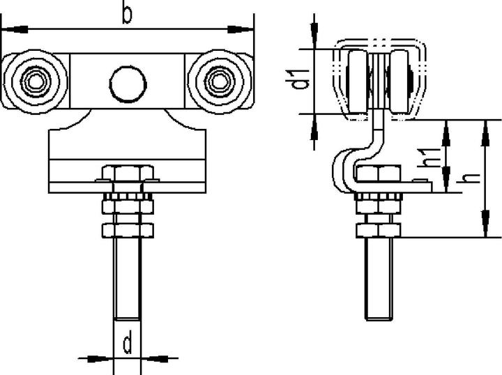 Actual product image Helm Roller unit Agrar 472 Sliding door fitting Running gear, two-pair galvanised steel