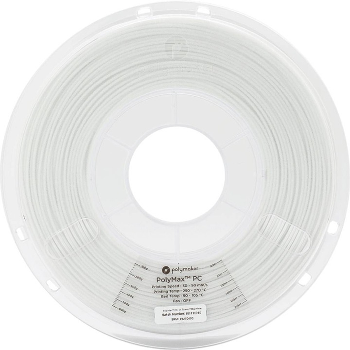 Immagine prodotto Polymaker PC02004 Polymax Tough Filament PC (Policarbonato) alta rigidità, colpo (Carbonio, 2.85 mm, 750 g, Bianco)