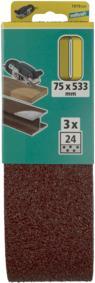 Actual product image wolfcraft 3 abrasive belts corundum K24 75x533 (24)