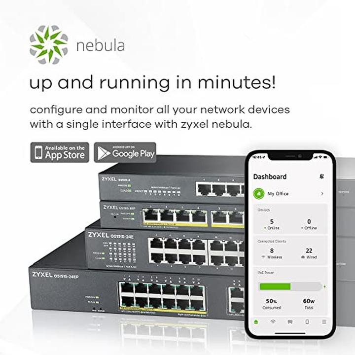 Productafbeelding Zyxel 24-poorts GbE+ 802.3at Slimme Schakelaar NebulaFlex. (24 ports)