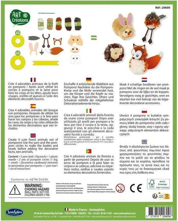 Image du produit Sentosphere Kit de bricolage Animaux Pompon