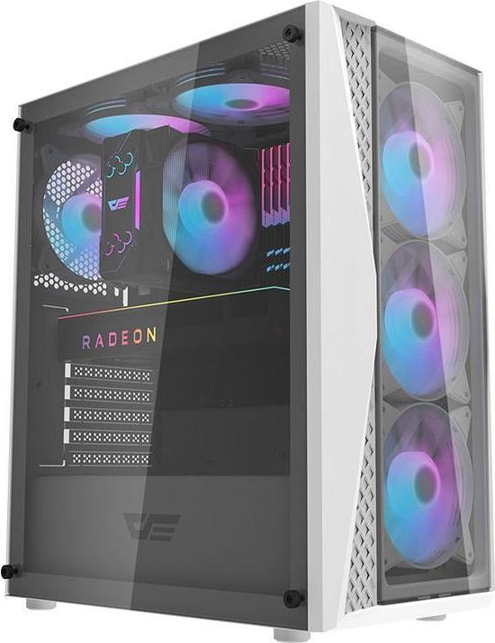 Actual product image Darkflash Tech Computer Case DK352 Plus with 4 fans (Black & White) (ITX, E-ATX, ATX)