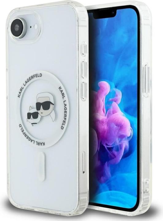 Produktbild Karl Lagerfeld Case IML Metal Karl & Choupette Heads MagSafe for iPhone 16e white (Apple iPhone 16e)