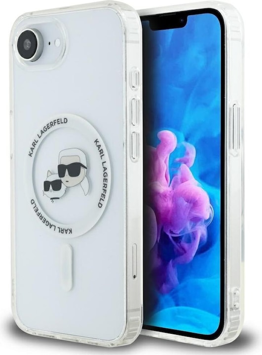 Actual product image Karl Lagerfeld Case IML Metal Karl & Choupette Heads MagSafe for iPhone 16e white (Apple iPhone 16e)