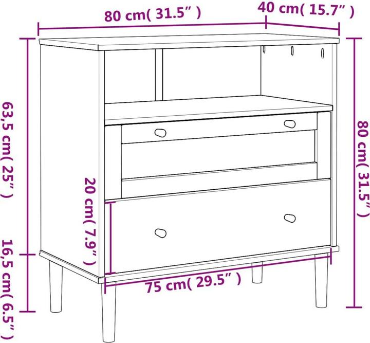Produktbild vidaXL Sideboard (80 x 40 x 80 cm)