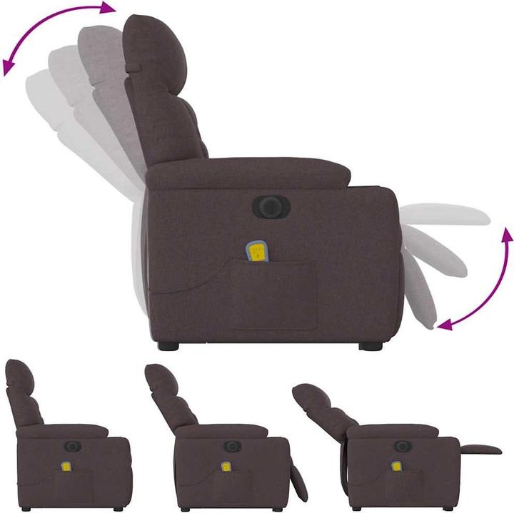 Produktbild VidaXL Elektrischer Massagesessel mit Aufstehhilfe Dunkelbraun Stoff