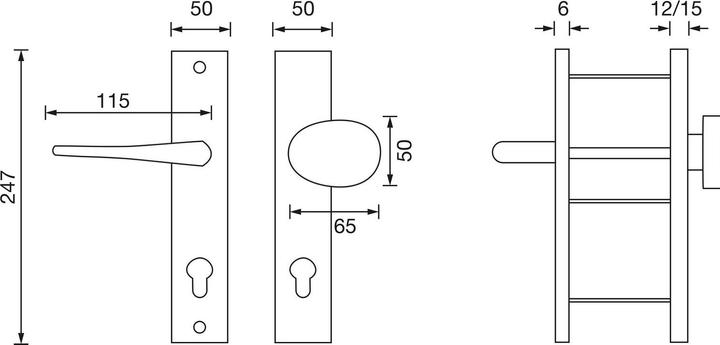 Actual product image Marchesi SH interchangeable set RIVA knob cranked, without centre plate, silver, 50 x 247 x 15 (Door set)