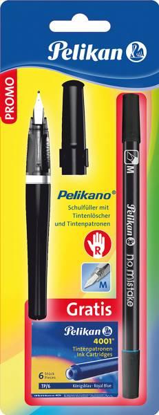 Produktbild Magni Pelikan 922492 Pelikano Füllhalter P480 inklusive Tintenlöscher und 6 Patronen, schwarz (Schwarz, 3 x)