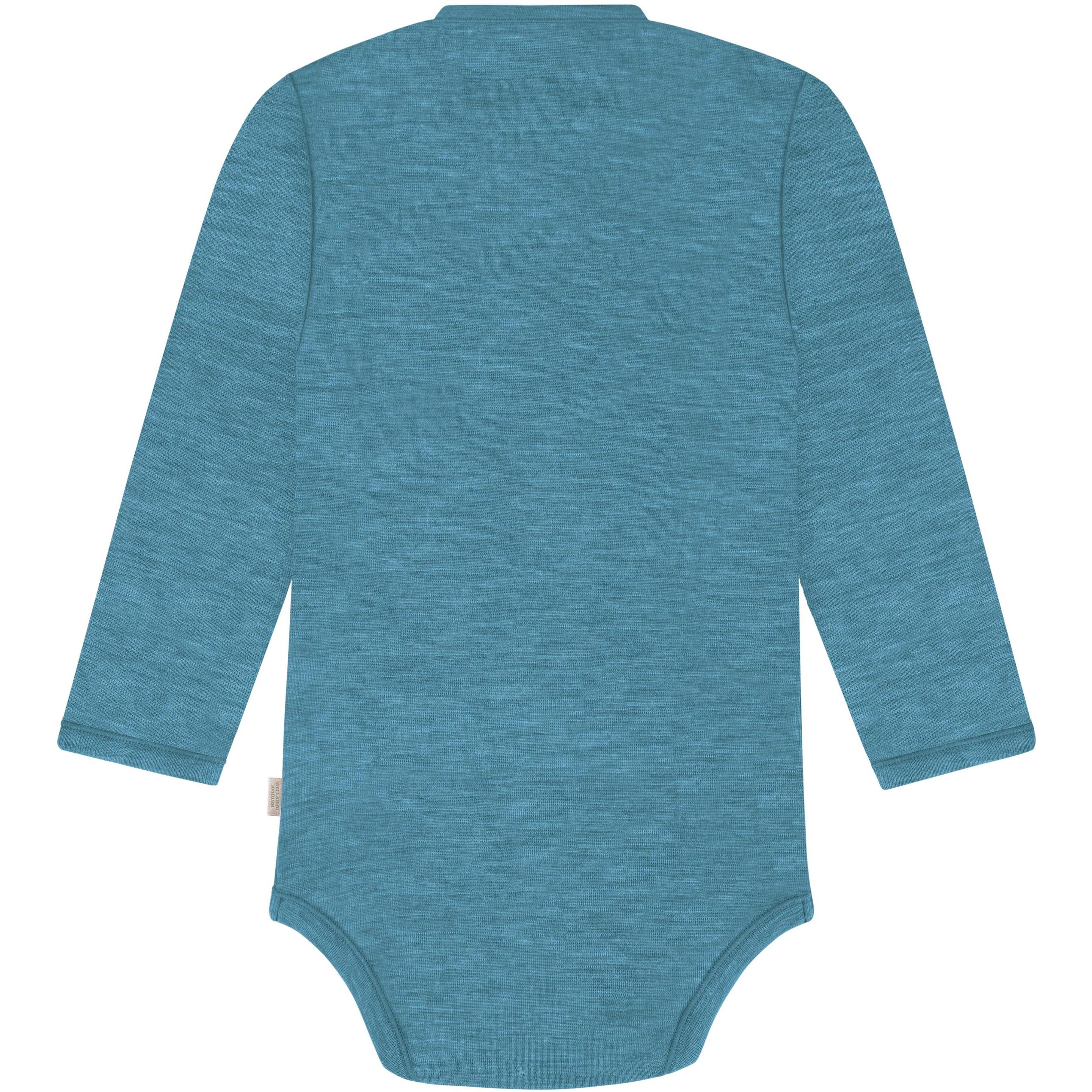 Thumbnail - Normani, Herren, Body, Merino Baby-Body langärmeliger Wickelbody aus Merinowolle - 9341, Blau, (80)