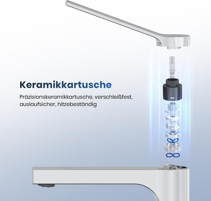 Produktbild Emke Wasserhahn Bad, Anthrazit matt, Mischbatterie Waschbecken, Messing, mit Luftsprudler, Keramikkartusc