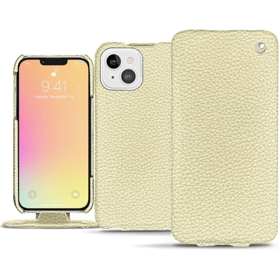 Noreve Lederschutzhülle vertikal (Apple iPhone 13 mini), Smartphone Hülle, Weiss