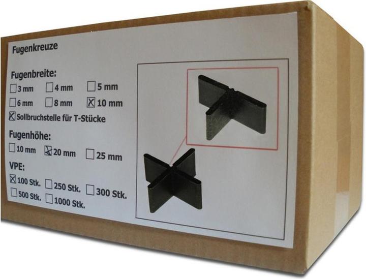 Actual product image Sanpro Joint crosses, joint width 10 mm / height 20 mm, quantity 100 pieces (100x, 5 x 1 cm)