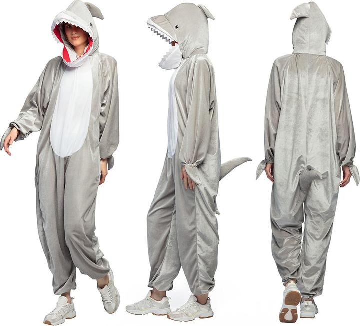 Image du produit Boland Costume de requin en peluche unisexe : combinaison avec capuche (S)
