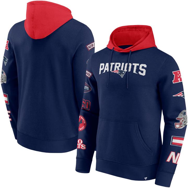 Immagine prodotto Fanatics Felpa con cappuccio con stampa sulle maniche dei New England Patriots NFL - S (S)