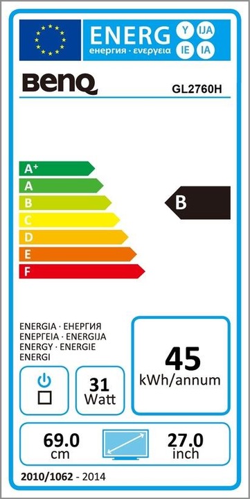 Energie-Label BenQ Gl2760h (1920 x 1080 Pixel, 27")