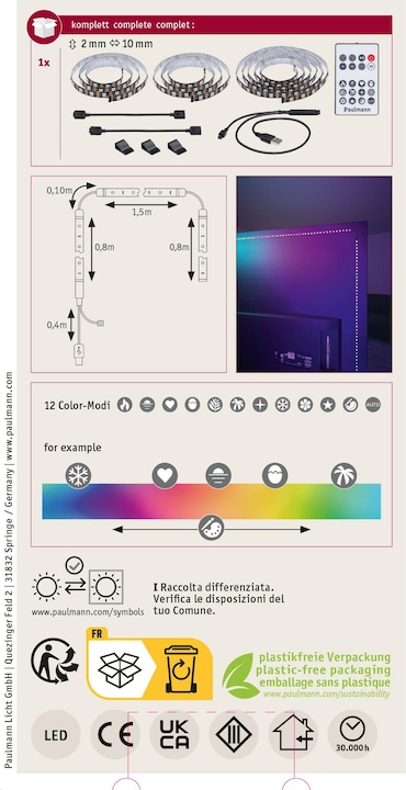 Produktbild Paulmann EntertainLED USB TV Stripe (RGB, 310 cm, Indoor)