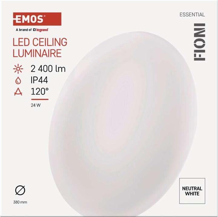 Actual product image Emos LED ceiling light FIONI, round, white 24W neutral white, IP44 (2400 lm)