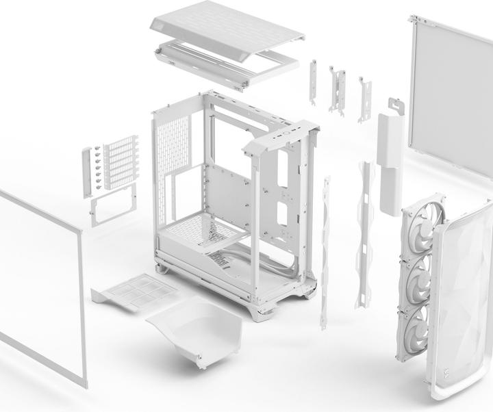 Actual product image Fractal Case Meshify 3 White RGB TG Clear Tint (ATX, Mini-ITX, mATX, E-ATX)