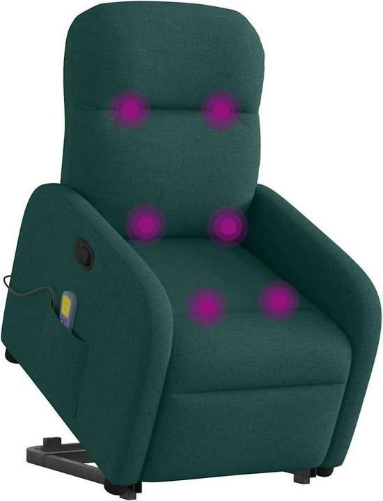 Immagine prodotto vidaXL Poltrona massaggiante con ausilio stand-up in tessuto verde scuro