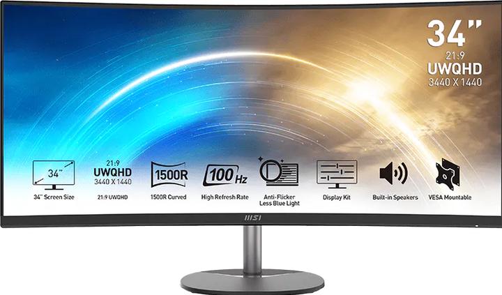 Actual product image MSI PRO MP341CQDE E12 (3440 x 1440 pixels, 34")