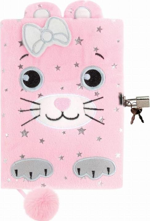 Derform Kätzchen-Plüschtagebuch mit Vorhängeschloss (Weicher Einband)