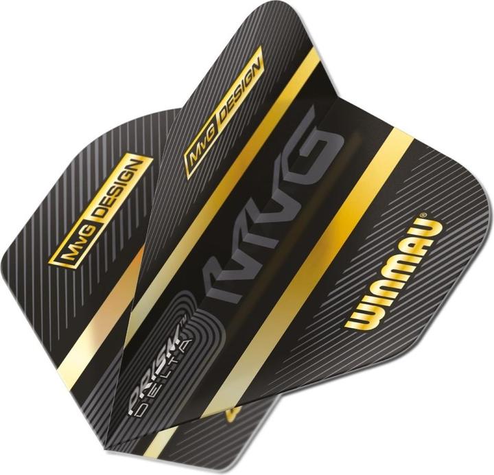 Actual product image Winmau Prism Delta Flights - MvG Black and Gold Stripes