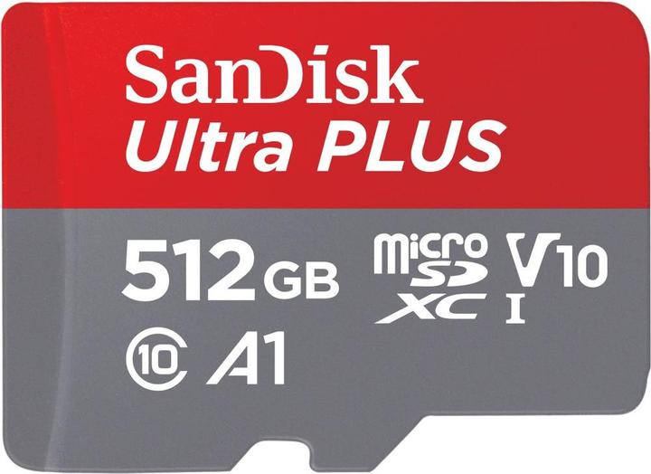 Actual product image SANDISK microSDXC Ultra PLUS 512GB (A1/UHS-1/Cl.10/160MB/s) + adapter microSDXC card 512GB A1 Appl (512 GB, microSDXC, U1, UHS-I)