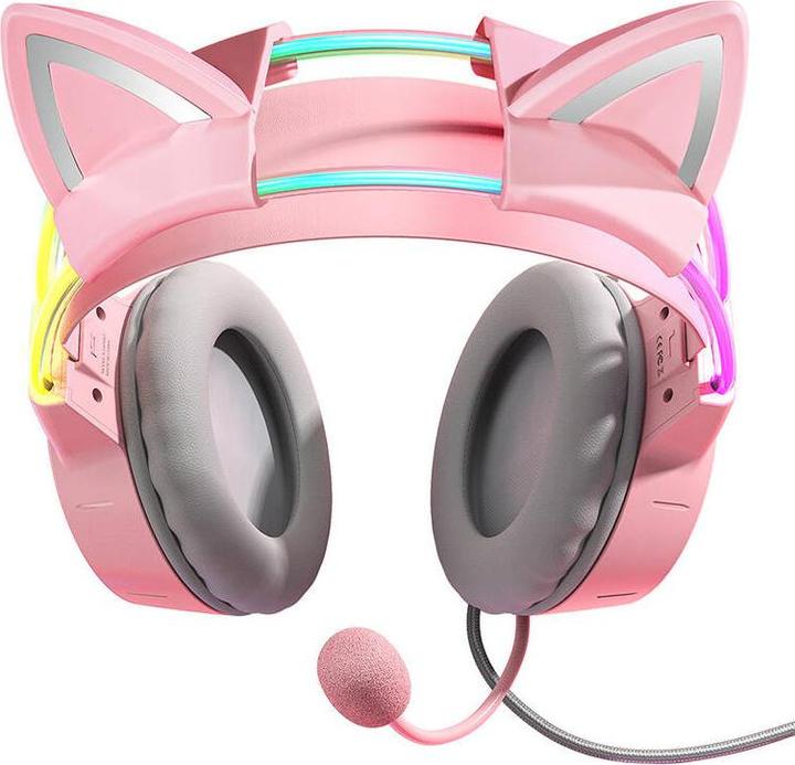 Immagine prodotto Onikuma Cuffie da gioco X15Pro Orecchie di gatto rosa (Cablato)