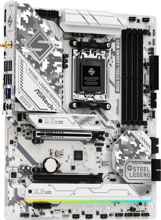 Productafbeelding AsRock B650 STEEL LEGEND WiFi Wit ATX AM5 detailhandel (AM5, AMD B650, ATX)