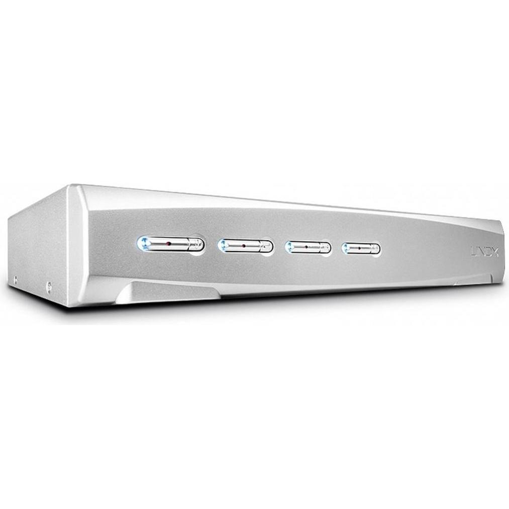 Thumbnail - Lindy 4 Port DVI-I Single Link USB 2.0 und Audio KVM Switch Pro, KVM Switch, Silber