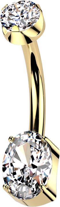 Produktbild Star Piercing Banane Innengewinde vergoldet flach Kristall silber gefasst und Ovaler Kristall silber gefasst (ohne Messing, Titan)