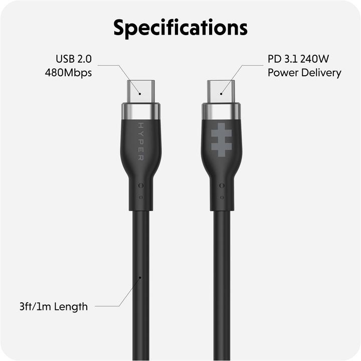 Actual product image Targus 1M Silicone 240W USB-C Charging Cable - (1 m, USB 2.0, 240 W)
