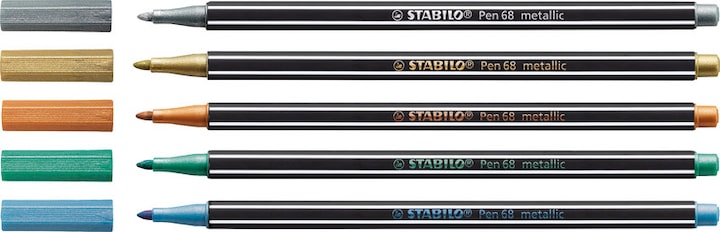 Produktbild STABILO Pen 68 Premium Metallic-Filzstift (Blau Metallic, 1 x)