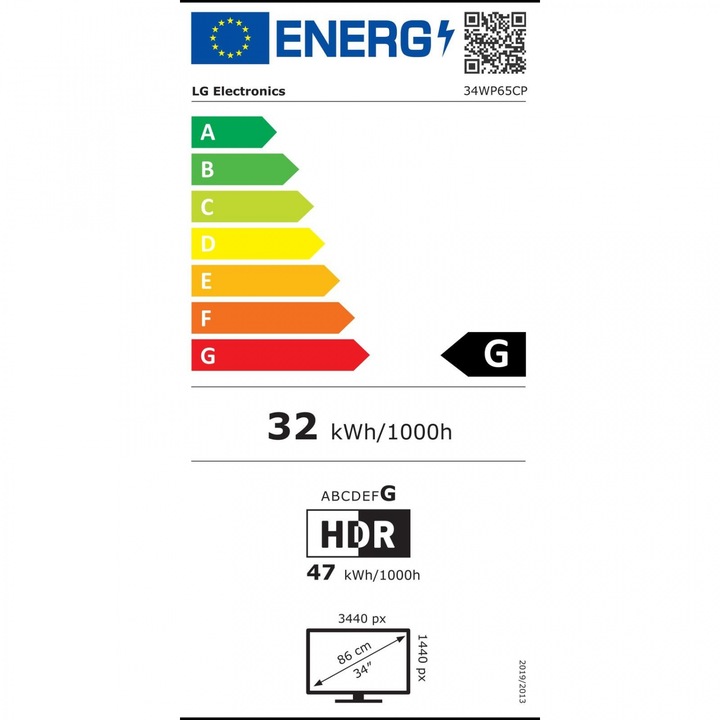 Energie-Label LG UltraWide 34WP65CP-B (3440 x 1440 Pixel, 34")