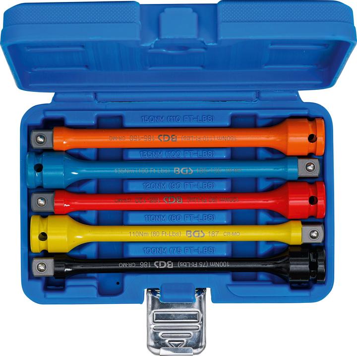Immagine prodotto BGS Set di barre di torsione 12,5 mm (1/2") 100 - 150 Nm 5 pz. (1/2", 100 Nm, 150 Nm)
